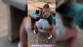 Busty blondie Gets Fucked Outdoor after shooting range