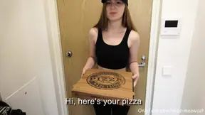 Redhead delivery girl sucks cock deep and shows off 18 year old amateur pussy