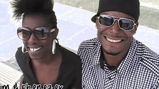 Black amateur couple persuaded on the street for sex casting