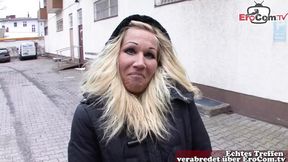 German street pick-up leads to a public fuck session with a hot milf mom