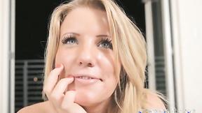 ”Stunning blonde gets facialized on casting”