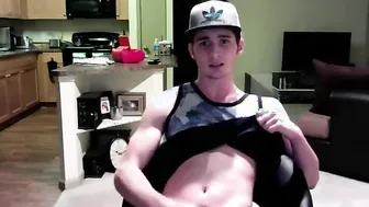 Twink Jerking Off His Hard Cock on Webcam