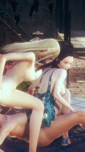 Hentai Uncensored - Futanari sex with two japanese girls   Clip 2