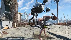 Petite Fan Servicing Robot Companion in Steamy Fallout Encounter