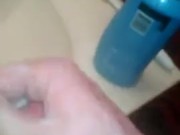 Massive cock lotioned up in the bathroom!!