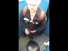 Worker Bear Jerks Off & Cum in Porty Potty at Work