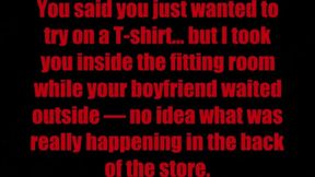 Naughty milf plays with stranger in public dressing room