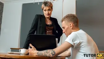 Strict tutor enjoys quick passionate sex with eager student