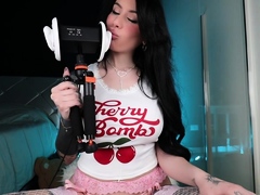 Cute curly brunette solo webcam masturbation