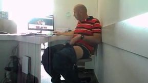 Big-Cock Daddy Jacks Off at Work