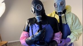 Rubber step-mother Fucks step-son with Gas Mask and Gloves