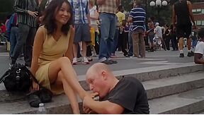 Man Licks Asian Feet And Gets Patted On The Head