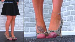 Fangs Of Fury: Puncturing Your Cock & Balls Under My Snakeskin Heels - Goddess Amber - 192 Split Cam - Trample Trampling CBT Crush Crushing