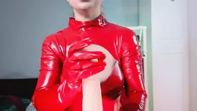 JOI: Red Latex Catsuit Red Latex Gloves