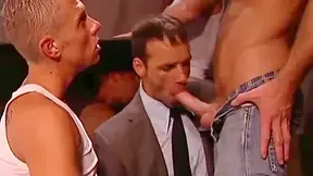 Dirty-minded Gentleman Is Sucking A Dick On The Knees