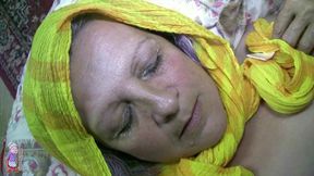 Old Nanny - Blanca gets pushed toy up her hairy cunt