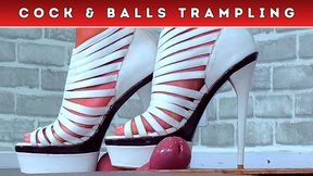 Smashing Your Cock & Balls Under My White Gladiator Platform Heels (D83) - Glans Cam - Trampling CBT Ballbusting Crush Fetish
