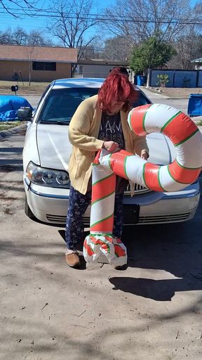 Big Beautiful Woman Nurse Vicki Crushes This Blow up Candy Cane