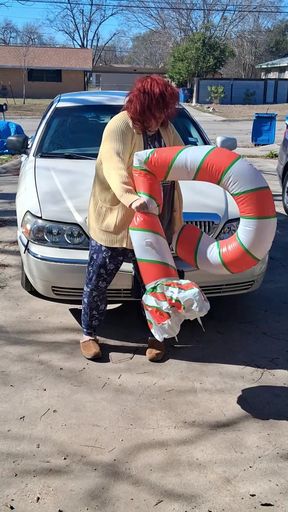 Big Beautiful Woman Nurse Vicki Crushes This Blow up Candy Cane