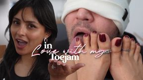 Toejam Lover slave - Mistress Enola Make him Lick Out her TOEJAM! and gags her slave
