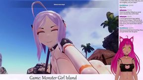 Lewd VTuber Neko Facesits Big-Busted Monster Girls in Anime Game Livestream