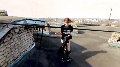 Outdoor Public Sex on the Roof of a High-rise Building - POV by MihaNika69