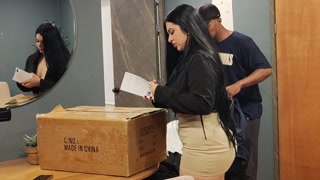 Antonella Jones waits for an order and gives the home a fuck of the other world.