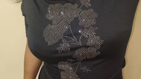Telugu Anu Aunty in Black One Piece