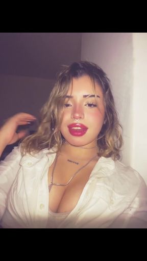 Teeny bopper with big tits shows off her juicy pussy and perky nipples in an ama