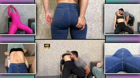 Sexy Body Stretch Bloated Belly and Neck Licking 4K - Belly Button - Deep Breathing - Belly Inflation - Jeans Fetish - Abs - Belly Licking - Breath Play - Ass Worship - Leggings - Body Bending - Backbending