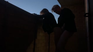 hot sex on a public balcony