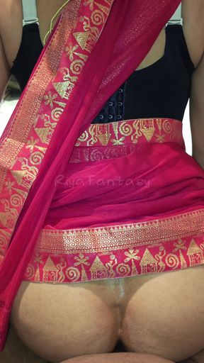Riya in Saree Part 41 Reverse Cowgirl and Pussy Masturbation