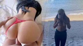 Beach Adventure. Perfect Tits & Big Ass Exposed In Public Gets Fucked After Topless - Who Is Lilly