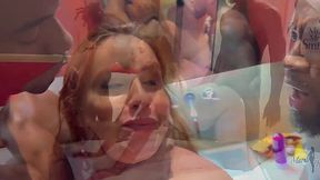 Slutty White Chick Takes Two Big Black Cocks