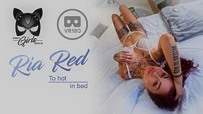 Too Hot In Bed; Beautiful German Babe Solo In White Lingerie And Tattoos With Ria Red