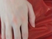Red latex hooded swing dress and transparent pants cum wetsuiterest