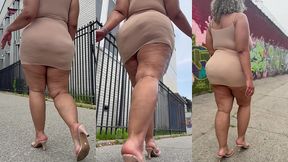 natural fat ass - thick legs -high heels-stilettos-mini skirt -puerto rican bbw-latina-angielove lookalike-redbone-lightskin -walking-slowmotion