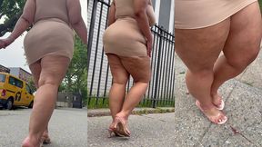 natural fat ass - thick legs -high heels-stilettos-mini skirt -puerto rican bbw-latina-angielove lookalike-redbone-lightskin -walking-slowmotion