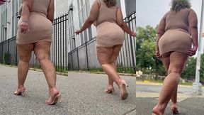 natural fat ass - thick legs -high heels-stilettos-mini skirt -puerto rican bbw-latina-angielove lookalike-redbone-lightskin -walking-slowmotion