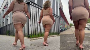 natural fat ass - thick legs -high heels-stilettos-mini skirt -puerto rican bbw-latina-angielove lookalike-redbone-lightskin -walking-slowmotion