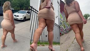 natural fat ass - thick legs -high heels-stilettos-mini skirt -puerto rican bbw-latina-angielove lookalike-redbone-lightskin -walking-slowmotion