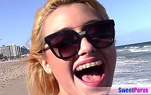 Bikini teens sucking and fucking a strangers big dick