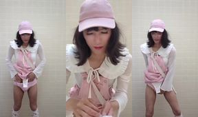 Diaper play mess destroyed while cute ladyboy cleaned