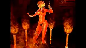 Voluptuous Nude 3D Goddess Dances Sensually to Heavy Metal Rhythm