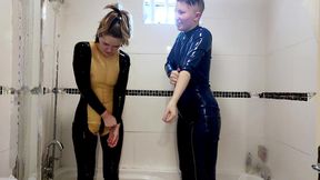 faeriewillow and i peel ourselves out of latex catsuits after a long custom shoot on a much hotter day than today ?