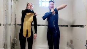 faeriewillow and i peel ourselves out of latex catsuits after a long custom shoot on a much hotter day than today ?