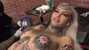 Whore Finds Place For Tattoo & A Dildo