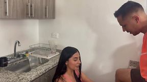 I'_m a very horny employee and always want to have sex, so I fuck my boss while cleaning his house - MELANI LATINA