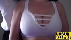 UKSubSluts com - English BBW slut's huge fat cock hammering and rough handling