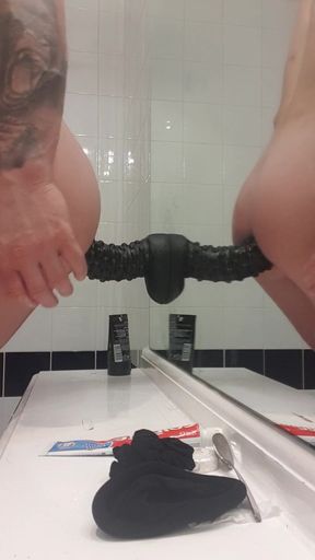 Huge 12inch black dildo ride